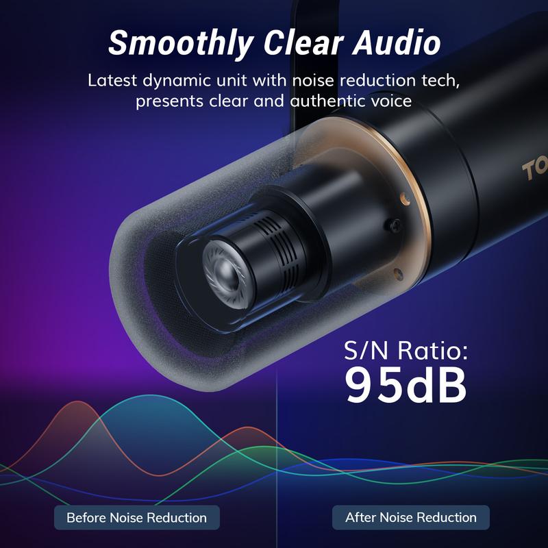 TONOR Podcast Equipment Bundle, Gaming Audio Interface and XLR Dynamic Microphone Set, USB Audio Mixer with RGB Lighting, for Gaming & Streaming, Content Creators, High Fidelity, Studio Quality Set