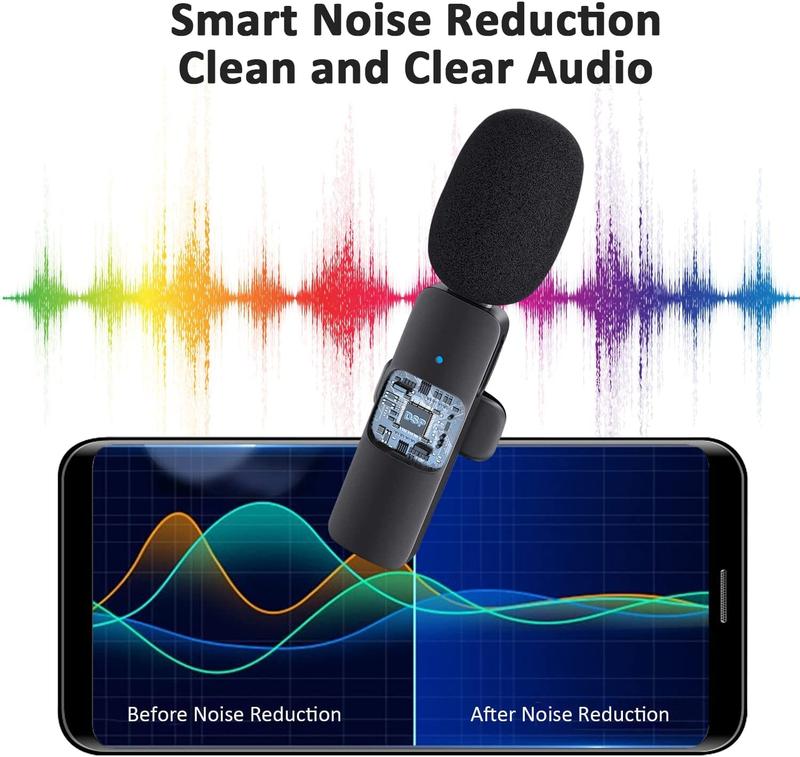 Tiktok Shop Store 2 Pieces Wireless Lavalier Microphones for iPhone, Android, iPad - for Recording, Live Streaming,Vlog, tiktok shop Audio Smartphone