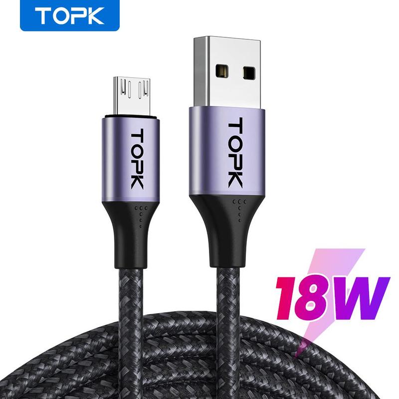 18W Fast Charging Data Cable, Micro USB Charger Cord For Samsung Sony Xiaomi Huawei