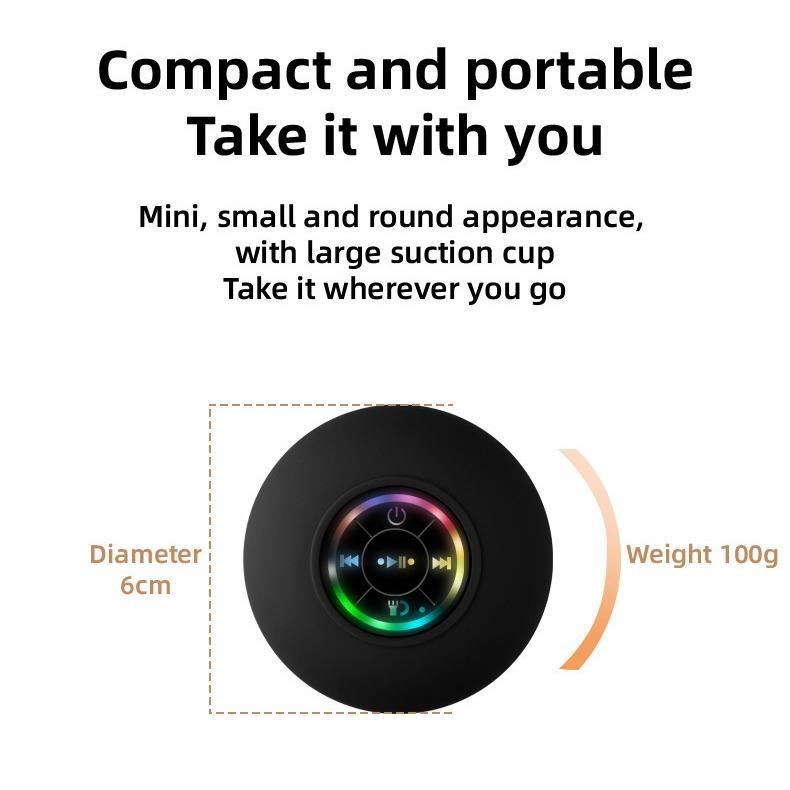 NEW Bluetooth waterproof speaker with LED color light IPX 4 waterproof speakerphone can be charged with micro USB, can be connected to audio smartphone stereo tablet