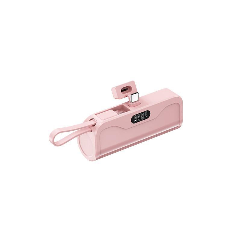 Portable Mini Power Bank, 5000mAh Cute Mini Power Bank with Built-in Cable, Lightweight Portable Charger Compatible with iPhone Samsung Xiaomi Huawei