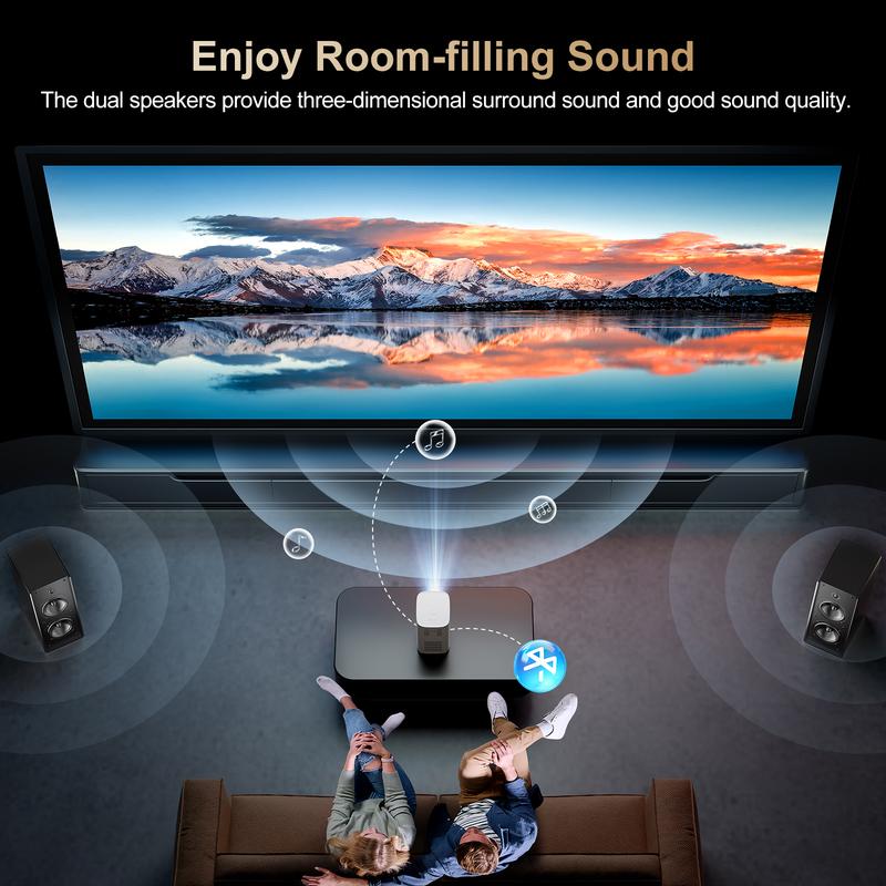 HD Projector with WiFi and Bluetooth, [Electric Focus 4K Support] 1080P Native Projector 5000 Lumens Portable Mini Projector, Outdoor Movie Projector Compatible with TV Stick Android HDMI USB Audio  Home theater，Christmas Gifts Speaker