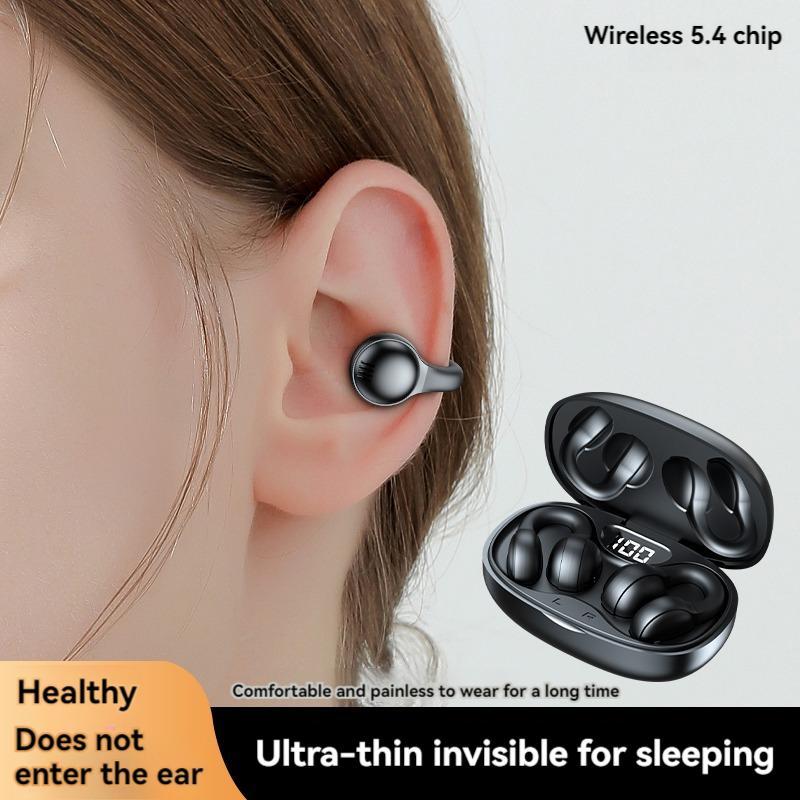 Wireless Headphones, Chargeable Clip-on Design Earbuds with Power Display Charging Case, Bluetooth-compatible Earphones Headset for Apple Samsung Mobile Phone, Electronic Audio Product
