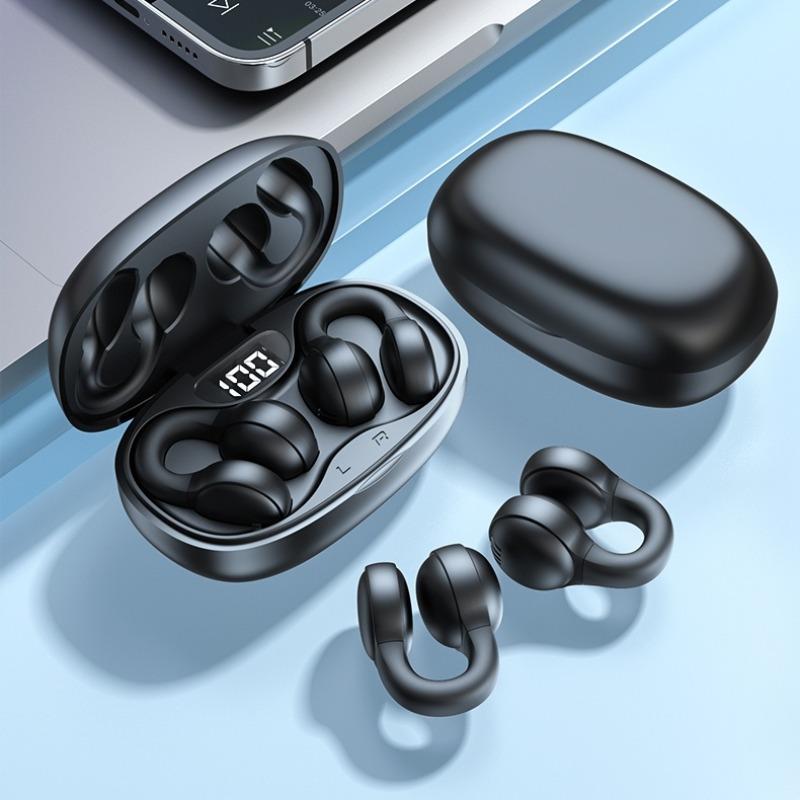 Wireless Headphones, Chargeable Clip-on Design Earbuds with Power Display Charging Case, Bluetooth-compatible Earphones Headset for Apple Samsung Mobile Phone, Electronic Audio Product