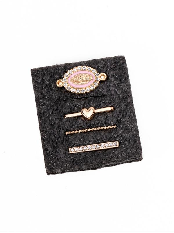 Fashion Watch Band Decorative Ring, 4counts set Rhinestone & Virgin Mary Design Watch Strap Decorative Ring for iWatch Strap & Galaxy, Watch Accessories for Women & Girls