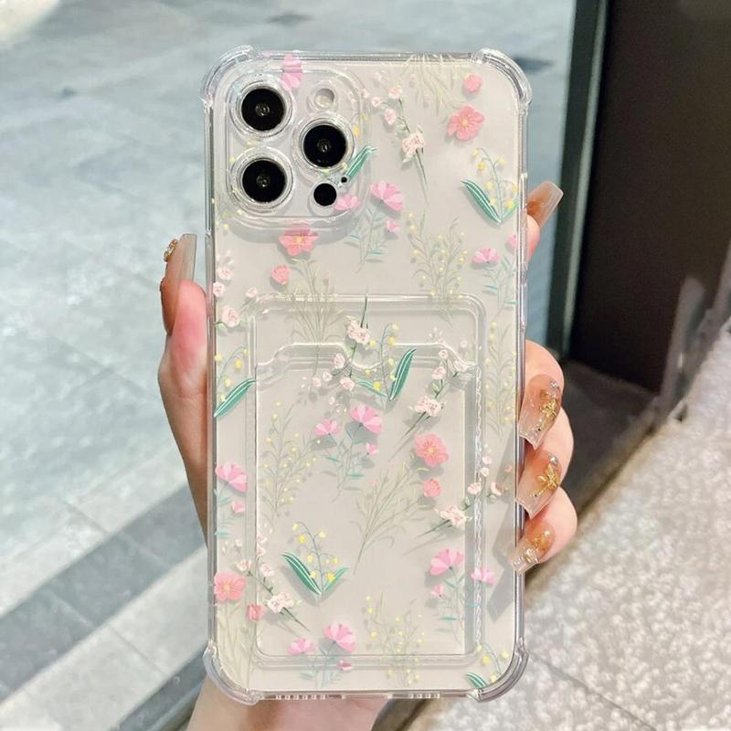 Floral Pattern Phone Case, Cute Decorative Phone Protector Cover, Phone Accessories Compatible With iPhone Series, Phone Cases