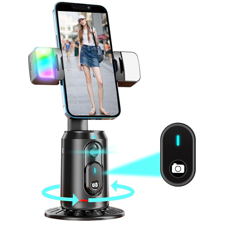 AI Face Recognition Tracking Phone Gimbal, 360° Rotatable Selfie Stabilizer with LED Lights, Camera Stabilizer, Video Equipment for Live Streaming, Vlogging, Photography