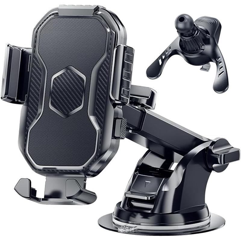 Car Phone Holder Mount - Phone Mount for Car Dashboard Windshield Air Vent 3 in 1,Hand Free Mount for iPhone 15 14 13 12 11 Pro Max All Cell Phones (Black) Accessories Grip Accessories Grip Accessories Grip Wheel Smartphone Cellphone Stand