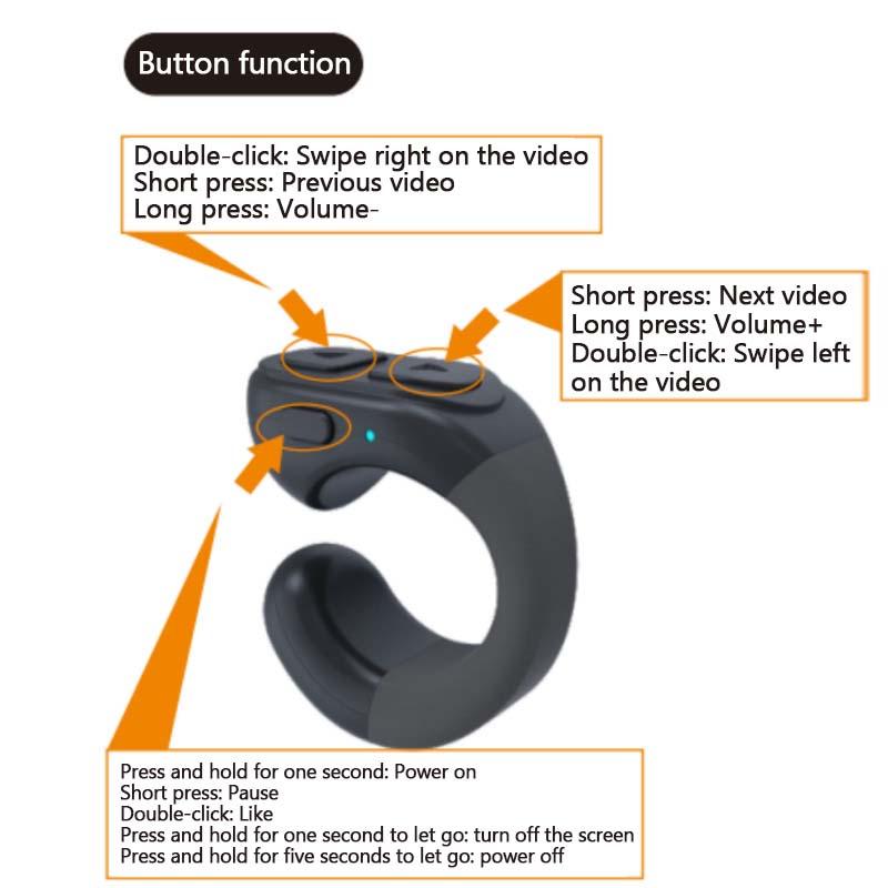 Portable Selfie Remote Control, Rechargeable Wireless Remote Control, Selfie Ring for Taking Photos, Videos, Reading Ebooks, Compatible with Phones