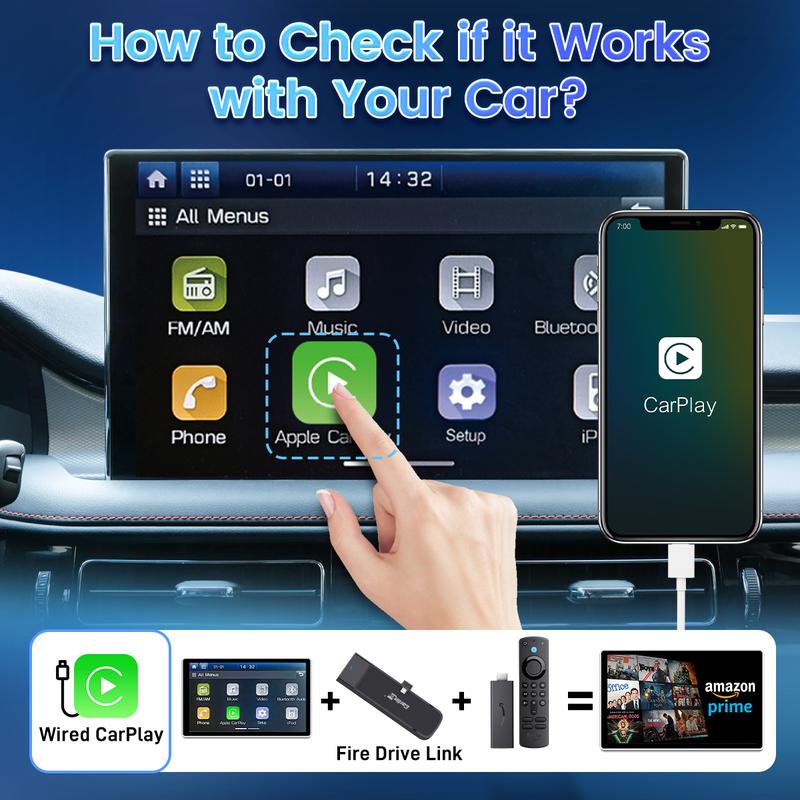 CarPlay Converter HDMI Multimedia TV Adapter fit for  Fire TV Stick, Compatible with any car model with factory wired CarPlay, 1080P@60fps