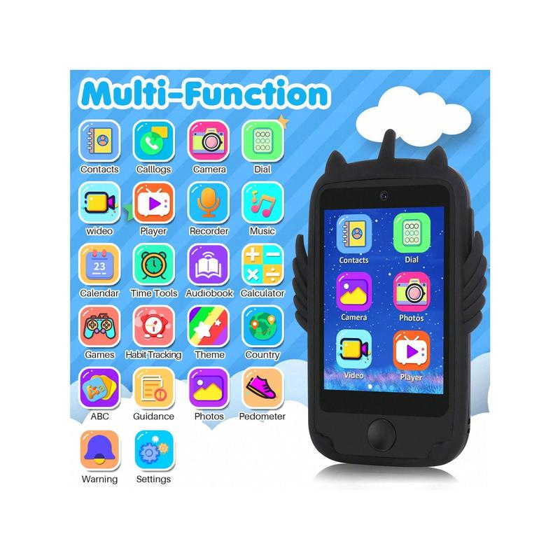 Kids Smart Phone With Calls SOS, 2.8'' Touchscreen Phone With SD Card For Age 3-12 Girls Boys, 19 Learning Games, MP3 Music Player Camera Smartphone Smart Watch Adjustable Charging