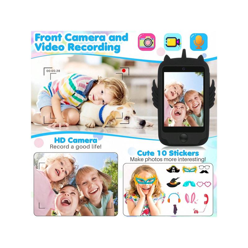 Kids Smart Phone With Calls SOS, 2.8'' Touchscreen Phone With SD Card For Age 3-12 Girls Boys, 19 Learning Games, MP3 Music Player Camera Smartphone Smart Watch Adjustable Charging