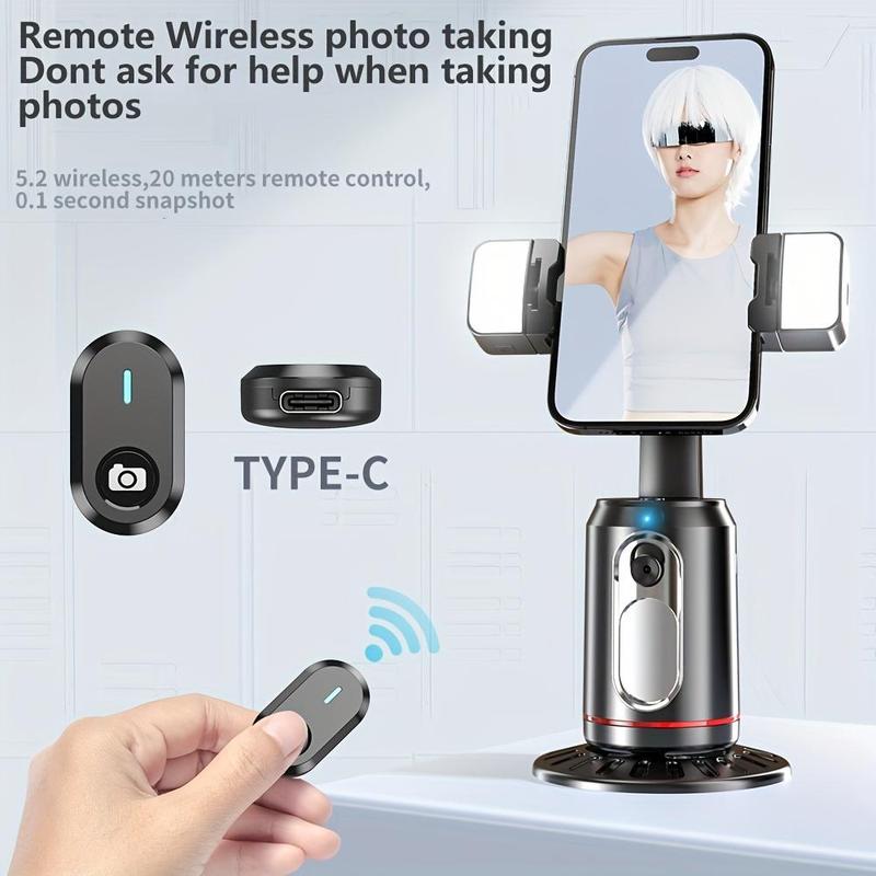 AI Face Recognition Tracking Phone Gimbal, 360° Rotatable Selfie Stabilizer with LED Lights, Camera Stabilizer, Video Equipment for Live Streaming, Vlogging, Photography