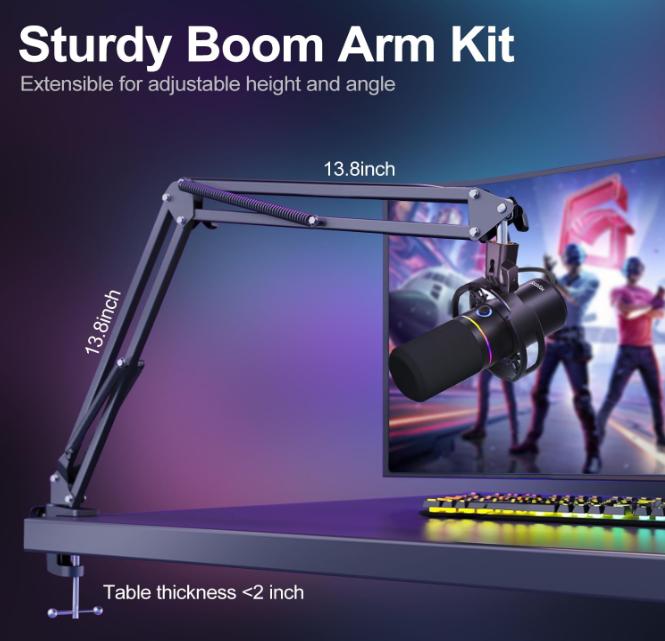 XLR USB Dynamic Microphone Kit, PC Microphone for Streaming,Mute and Noise Cancelling Function, Volume Control, Headphone Jack Audio Smartphone
