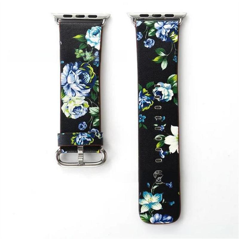 GIROUETTE Fashion Flower Pattern Watch Band (Band Only), Replacement Watch Band Compatible with iWatch Series 9 8 7 6 5 4 3 2 1, Smart Watch Accessories