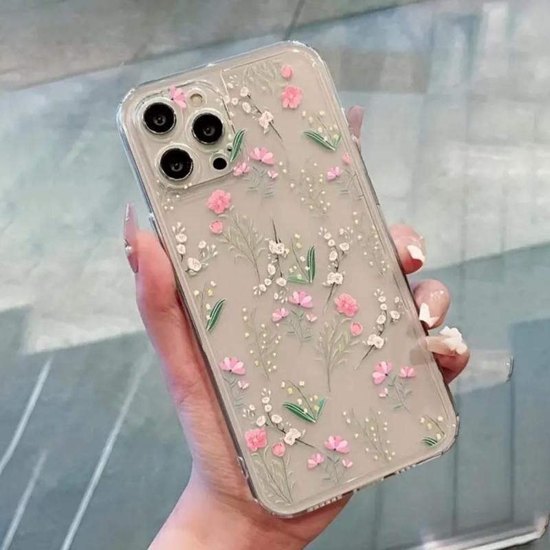 Floral Pattern Phone Case, Cute Decorative Phone Protector Cover, Phone Accessories Compatible With iPhone Series, Phone Cases