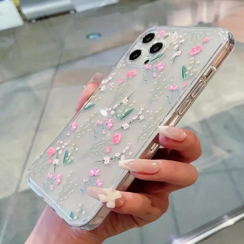 Floral Pattern Phone Case, Cute Decorative Phone Protector Cover, Phone Accessories Compatible With iPhone Series, Phone Cases