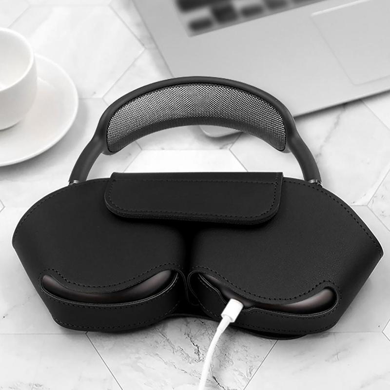 Solid Color PU Leather Headphone Case, Premium Earphone Headset Protector, Earphone Protective Cover Compatible with AirPods Max