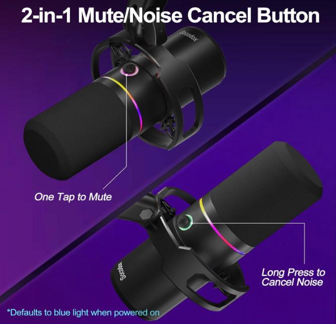 XLR USB Dynamic Microphone Kit, PC Microphone for Streaming,Mute and Noise Cancelling Function, Volume Control, Headphone Jack Audio Smartphone
