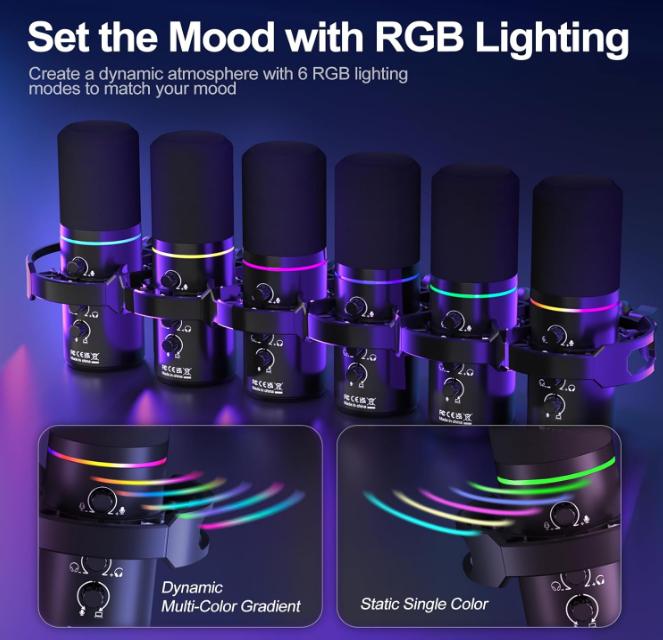 XLR USB Dynamic Microphone Kit, PC Microphone for Streaming,Mute and Noise Cancelling Function, Volume Control, Headphone Jack Audio Smartphone