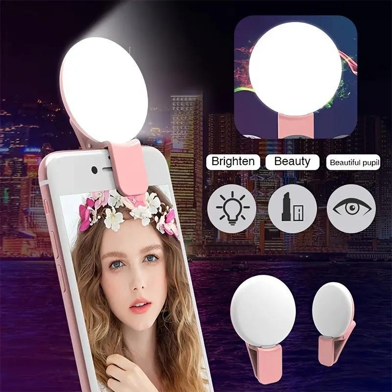 Portable Mini Phone Flash Light, USB Rechargeable Phone Fill Light, Mobile Phone Selfie Light, Suitable for Mobile Phone, Tablet, Camera, Video, Photography