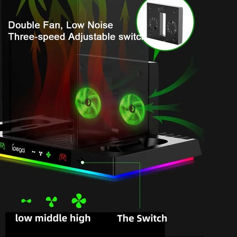 Multifunctional Cooling Stand for Xbox Series X, Smart Charger Headphone Hanger Card Organizer, Console Accessories