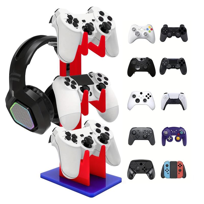 Acrylic 3-Layer Game Controller & Headphone Holder, Game Controller & Headphone Display Stand, Console Accessories for Home & Office