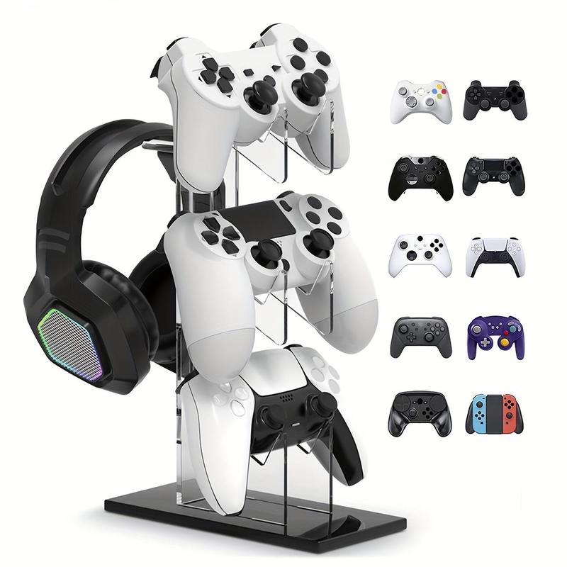 Acrylic 3-Layer Game Controller & Headphone Holder, Game Controller & Headphone Display Stand, Console Accessories for Home & Office