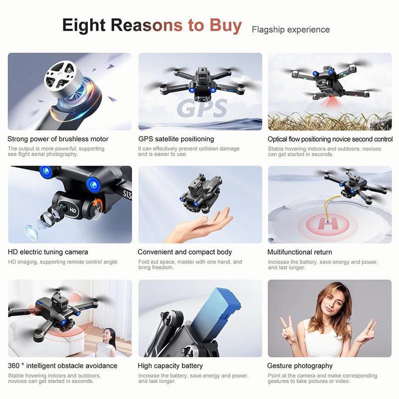 GPS Drone with 4K Camera for adults Beginner,Ult-Long Flight Time, Optical Flow, 5G Transmission Foldable FPV RC Quadcopter with Brushless Motors,No obstacle avoidance,GPS Auto Return Home,Intelligent Follow Me,2 batteries and Handbag Accessories Folding
