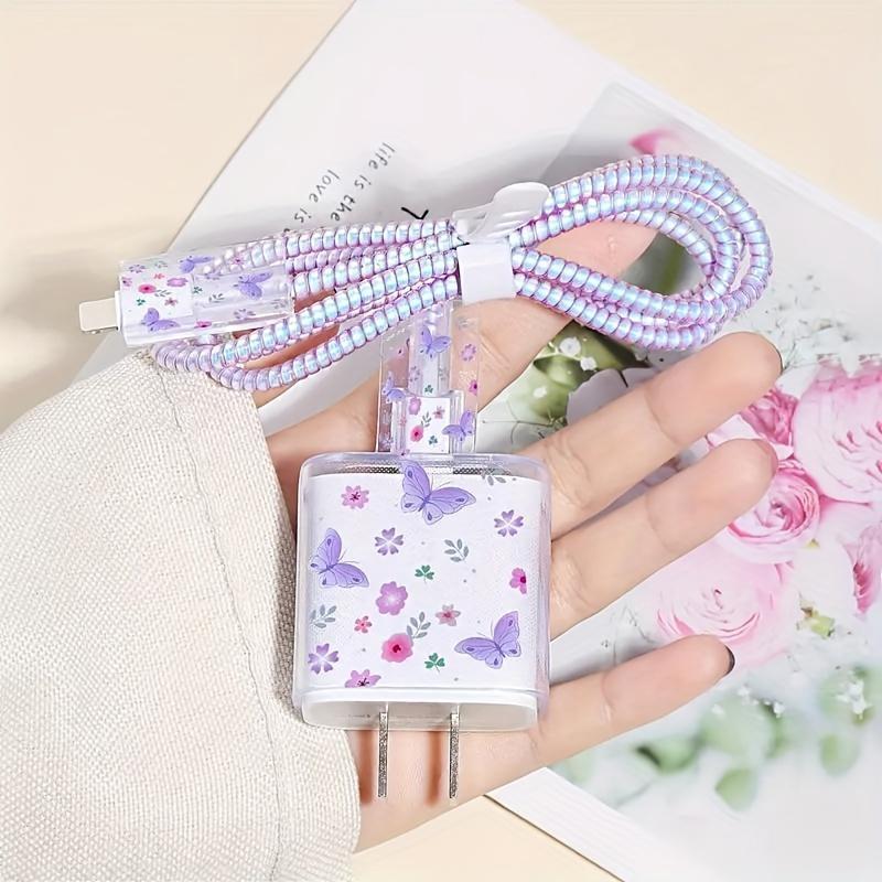 Cute Butterfly Pattern Charger Protective Case, Anti-breakage Charger Protective Cover, Phone Charger Head Case, Compatible with iPhone 18W 20W Charger