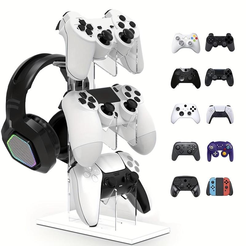 Acrylic 3-Layer Game Controller & Headphone Holder, Game Controller & Headphone Display Stand, Console Accessories for Home & Office