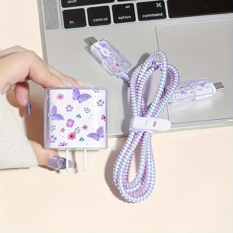 Cute Butterfly Pattern Charger Protective Case, Anti-breakage Charger Protective Cover, Phone Charger Head Case, Compatible with iPhone 18W 20W Charger