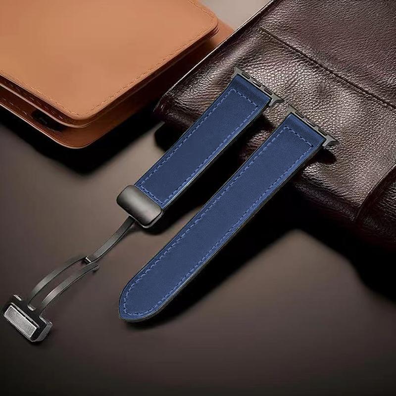 Adjustable Magnetic Leather Band Compatible with Apple Watch, Soft Patchwork Leather Strap Replacement for Apple Watch Ultra Series 10 9 8 7 6 5 4 3 2 1 SE SE2 for band 38 40 41 42 44 45 46 49 mm wearable watchband