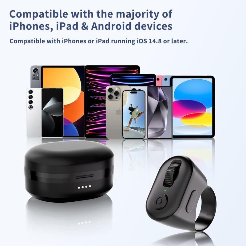 Scrolling Ring for TikTok,Remote Control for TikTok,Page Turner for Kindle App,Remote Control Scroller,for iPhone,iPad, iOS, Android,Pink,Black