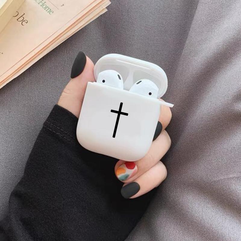 Cross Pattern Protective Case with Keychain for Wireless Earphone, TPU Case Compatible with AirPods 1 2 3 Pro Pro2, Earphone Accessories