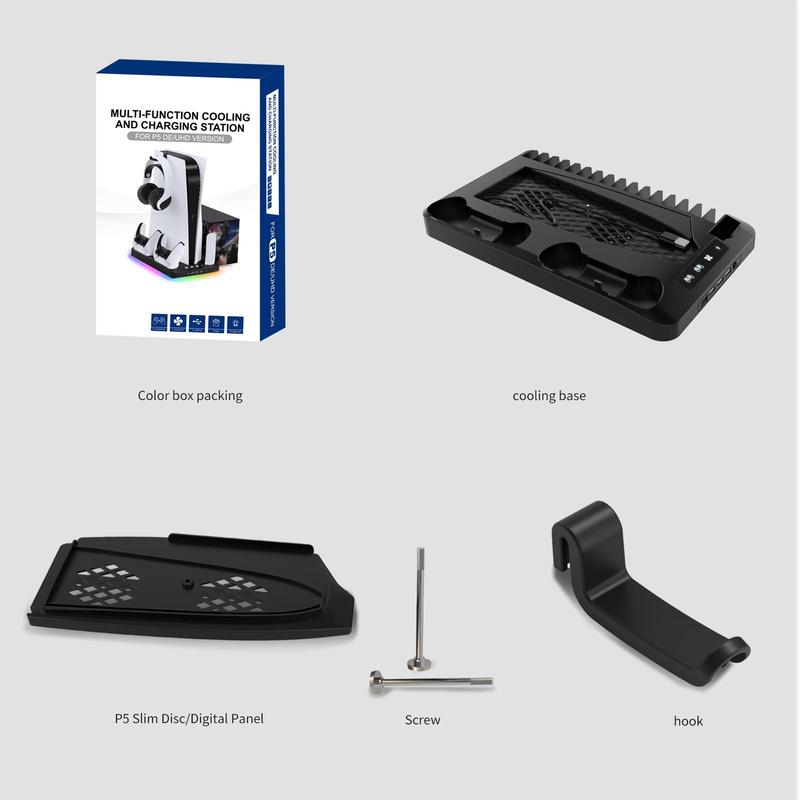 Dual PS5 Controller Charging Dock with Cooling Fan & 3-Port USB Hub