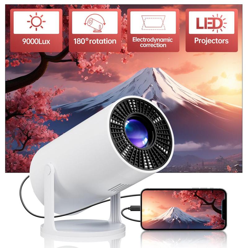 Portable Outdoor Projector, 1 Count 1080P Wired Same Screen Supported Projector, Home Theater Projector Compatible with USB HDMI 3.5mm Headphones