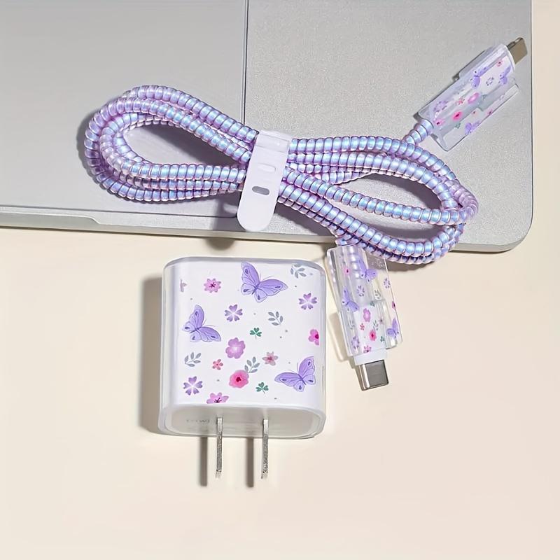 Cute Butterfly Pattern Charger Protective Case, Anti-breakage Charger Protective Cover, Phone Charger Head Case, Compatible with iPhone 18W 20W Charger