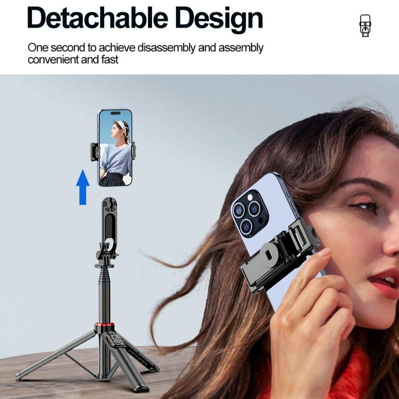 Selfie Stick Tripod with Dual Light, Aluminum Cell Phone Tripod Stand with Detachable Phone Holder & Wireless Remote, Tripod for Selfie Video Recording Vlog Live Stream