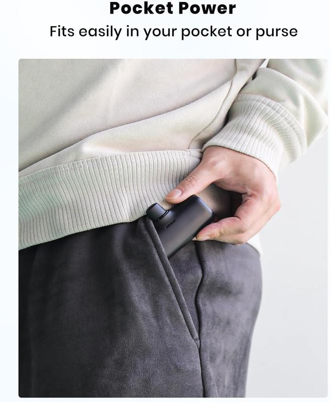 Cyber Monday Sale - Small Portable Charger 5000mAh, Ultra-Compact USB C Power Bank Built in Connector Battery Pack Compatible with iPhone 15 15 Plus 15 Pro 15 Pro Max, Samsung, Google Pixel, Android Phone etc