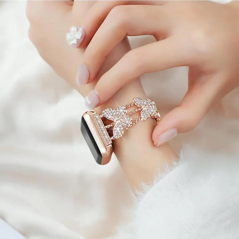 Butterfly Design Watch Band, Rhinestone Decor Watch Band for Apple Watch Ultra 38 40mm 42 44mm 46mm 45mm 49mm, Smart Watch Accessories