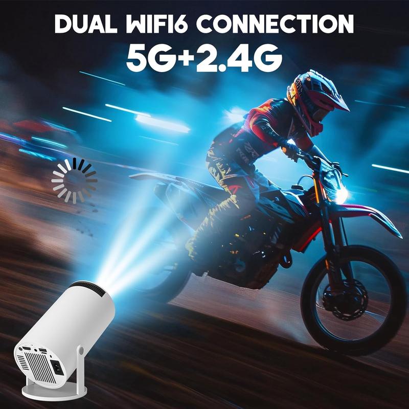 Mini Projector with 2 One Game Controller and More than 1000 One Games Portable Overhead Projector 4K P Android 12 Bluetooth 5.2 WiFi 6 Automatic Keystone Home Movie Projector for Mobile Phone Laptop android tv projector smart projector round design