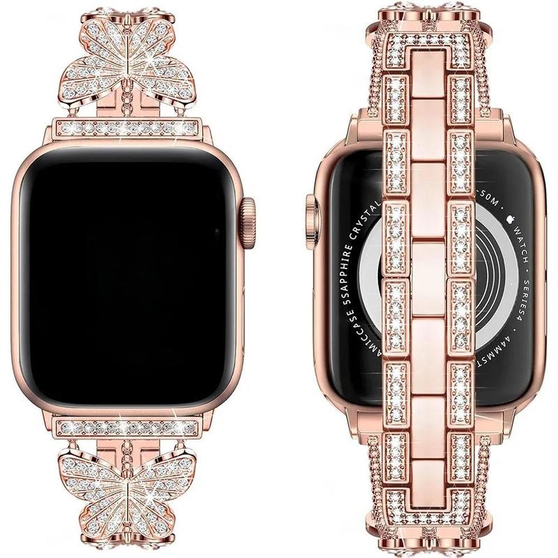 Butterfly Design Watch Band, Rhinestone Decor Watch Band for Apple Watch Ultra 38 40mm 42 44mm 46mm 45mm 49mm, Smart Watch Accessories