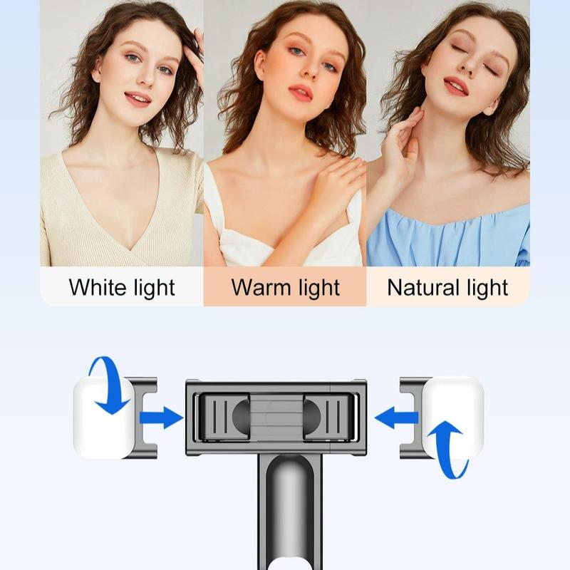 Selfie Stick Tripod with Dual Light, Aluminum Cell Phone Tripod Stand with Detachable Phone Holder & Wireless Remote, Tripod for Selfie Video Recording Vlog Live Stream