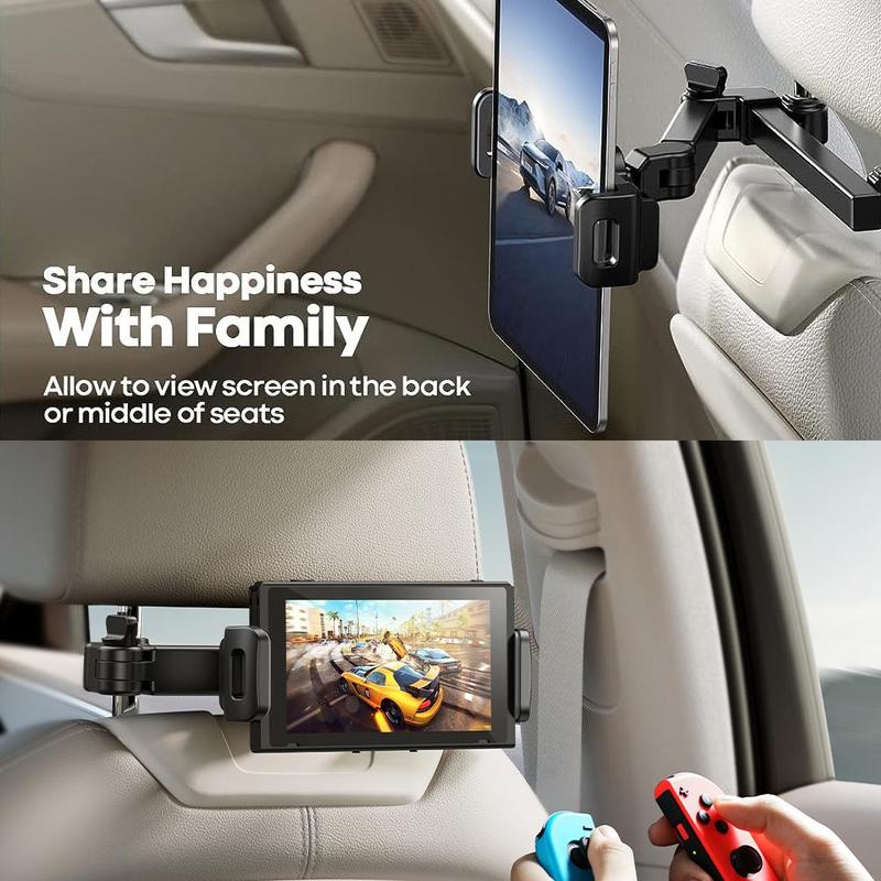 Car Headrest Tablet & Phone Holder, 360° Rotatable Car Headrest Tablet & Phone Holder, Universal Car Tablet Holder for iPad Pro Air Mini Galaxy Fire