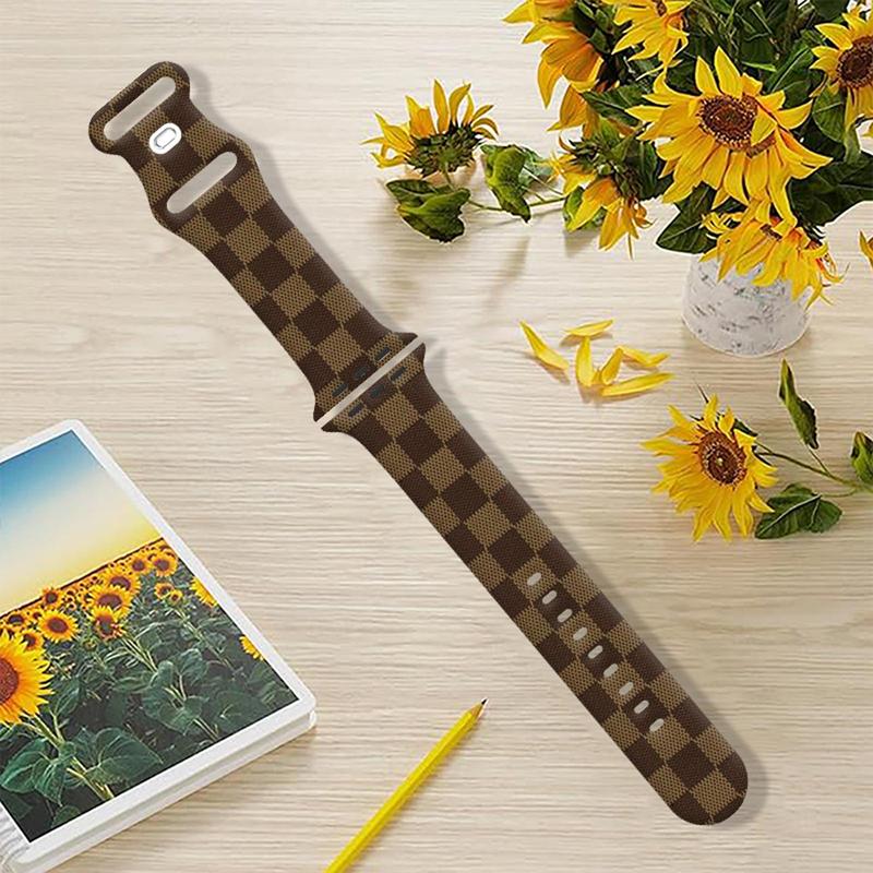 Fashionable Checkerboard Pattern Silicone Watch Band, Durable Sports Replacement Watch Band for Apple Watch SE Series 9 8 7 6 5 4 3 2 1