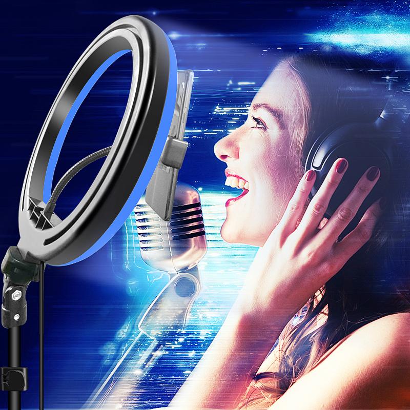 12’’ RGB Selfie Ring Light with 65’’ Tripod & Phone Holder, 10 Dimming Levels with Multiple Colors, Great for Recording, Streaming, Makeup, and Vlog