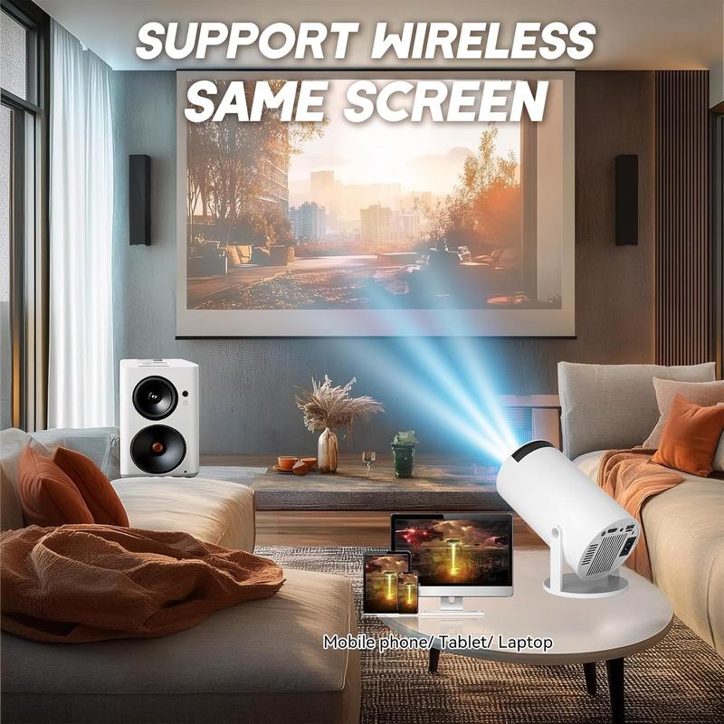 Mini Projector with 2 One Game Controller and More than 1000 One Games Portable Overhead Projector 4K P Android 12 Bluetooth 5.2 WiFi 6 Automatic Keystone Home Movie Projector for Mobile Phone Laptop android tv projector smart projector round design