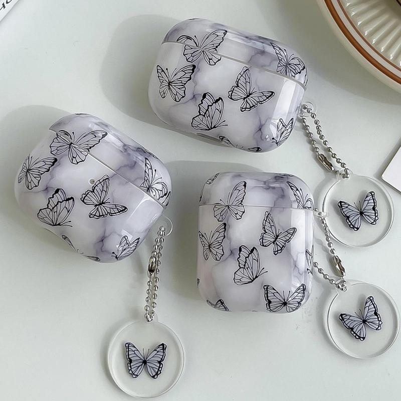 Butterfly Pattern Earphone Case with Hanging Pendant, 1 Count Anti-fall Decorative Earphone Protector Cover Compatible with AirPods2, AirPods3, AirPods Pro, Earphone Protective Case Accessories