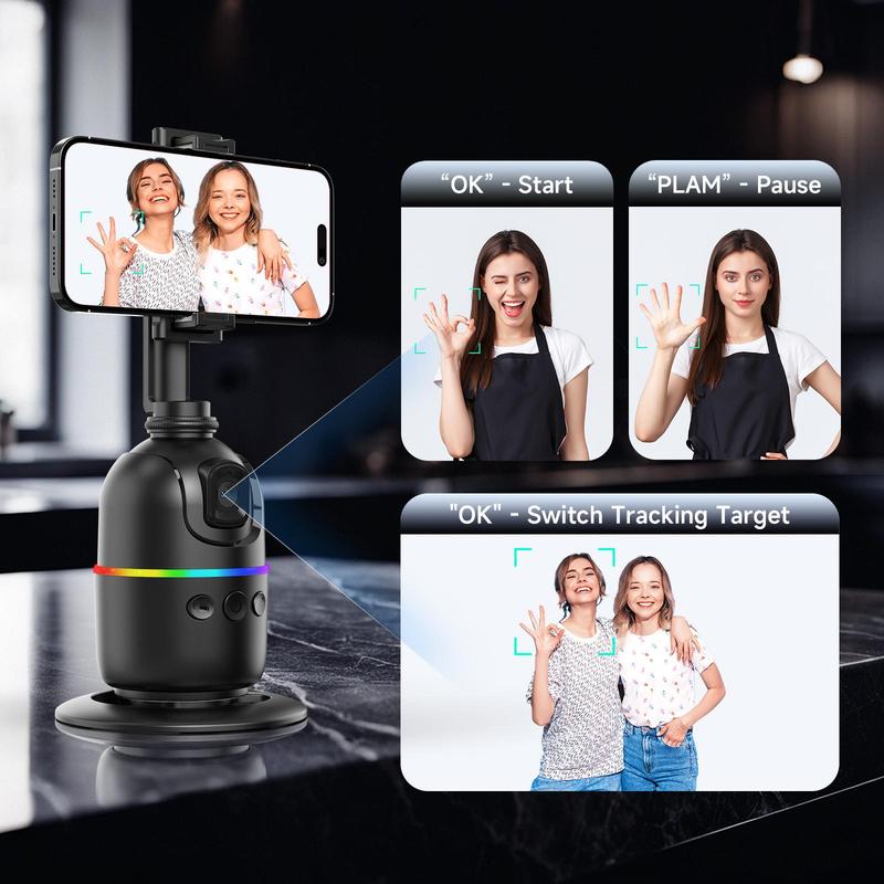 Smart 360-degree Auto Face Tracking Gimbal Stabilizer, 1 Count Multifunction Desktop Mobile Phone Stabilizer, Selfie Accessories Compatible with Smart Devices